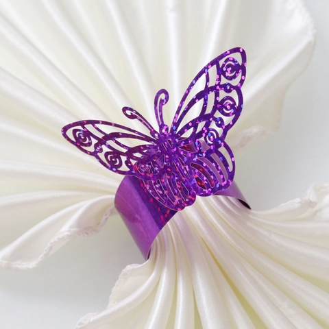 Elegantes Servilleteros de Mariposa Calados Corte por Láser Papel de Purpurina Hebillas de Servilleta para Decoración de Mesa Boda