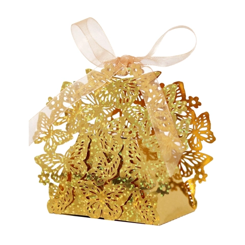 Scatole Per Caramelle A Farfalla Tagliate Al Laser Carta Perla Artificialta Luccicante Scatola Regalo Con Nastro Per Matrimonio Festa Compleanno