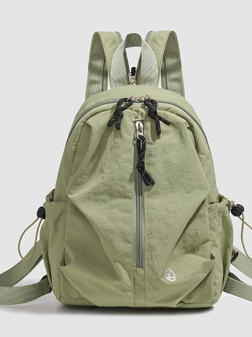 Lightweight Nylon Fashion Backpack For Women Korean Style Retro Casual Large Capacity Travel School Backpack Solid Color Multi Pockets Bag