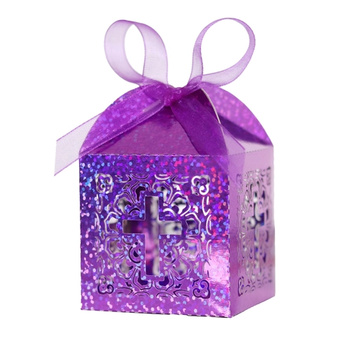 Laser Geschnitten Kreuz Hohl Süßigkeiten Box Glitzer Karton Hochzeit Favor Box Europäischer Stil Geschenkbox Für Taufe
