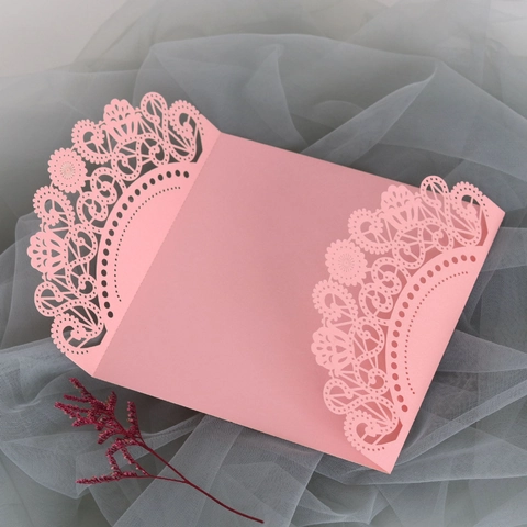 European Laser Cut Hollow Lace Wedding Invitation Cover Elegant Cardstock Greeting Card For Valentine's Day Engagement Party