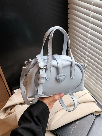 Borsa a Tracolla da Donna alla Moda in Pelle PU con Decorazione a Cuore Piccola Borsa a Mano con Tracolla Regolabile per l'Uso Quotidiano
