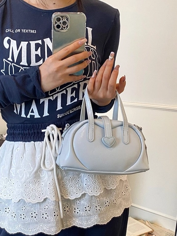Borsa a Tracolla da Donna alla Moda in Pelle PU con Decorazione a Cuore Piccola Borsa a Mano con Tracolla Regolabile per l'Uso Quotidiano