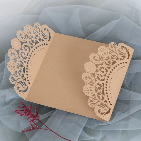 European Laser Cut Hollow Lace Wedding Invitation Cover Elegant Cardstock Greeting Card For Valentine's Day Engagement Party