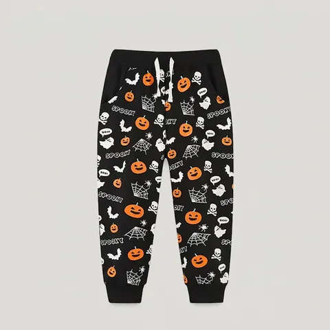 Halloween Kinderen Katoenen Joggingbroek Spooky Pompoen Geest Print Elastische Trekkoord Taille Casual Sportieve Broek