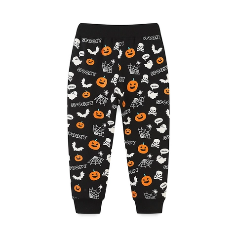 Halloween Kinderen Katoenen Joggingbroek Spooky Pompoen Geest Print Elastische Trekkoord Taille Casual Sportieve Broek