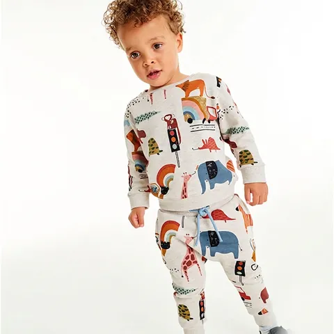 Felpa per Bambini in Cotone con Stampa di Animali Cartoni Animati Girocollo Manica Lunga Pullover Morbido Traspirante Casual Autunno