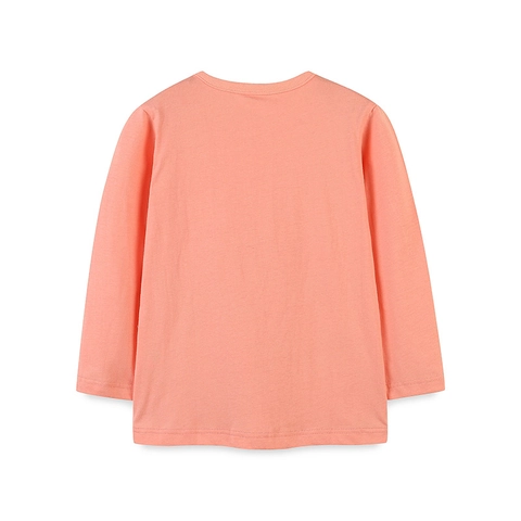 Maglietta a Maniche Lunghe in Cotone per Bambina Simpatico Pullover con Stampa a Gufo Top Autunno Abbigliamento per Bambini Rosa Corallo