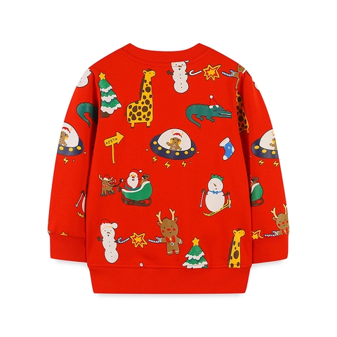 Sweat-shirt Enfant Garçon Imprimé Dessin Animé de Noël en Coton Doux Manches Longues Col Rond Pull pour Festival Casual