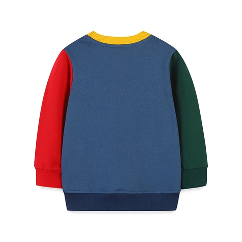 Kinderen Kerst Kerstman Geborduurd Kleurblok Sweatshirt Katoen Pullover Lange Mouwen Feestelijke Top Jongens Kleding