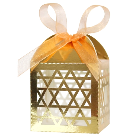 Scatola Regalo per Caramelle Cava Stella di David di Hanukkah Con Nastro Scatole per Bomboniere Tagliate al Laser per Matrimonio Festa Celebrazione