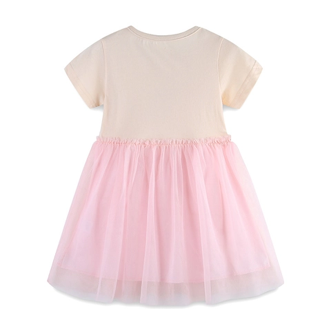 Robe de Princesse en Tulle à Manches Courtes Imprimé Danseuse de Ballet pour Filles Robe d'Été en Coton