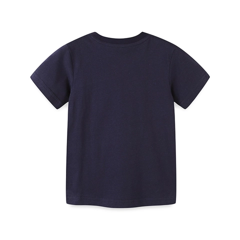 Camiseta para Niños con Estampado de Dinosaurios de Dibujos Animados de Algodón Suave Manga Corta Top Casual Verano Azul Marino