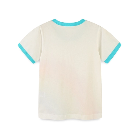 Jungen Sommer 100% Baumwolle Kurzarm T-Shirt Regenbogen Druck Kontrast Einfassung Rundhals Casual Atmungsaktiv Kinder Top