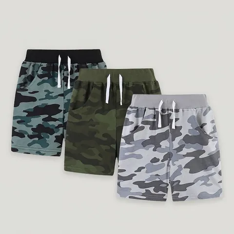 Boys Camouflage Cotton Knit Shorts Kids Summer Sports Casual Five-Point Pants Comfortable Elastic Waist Shorts For Toddlers
