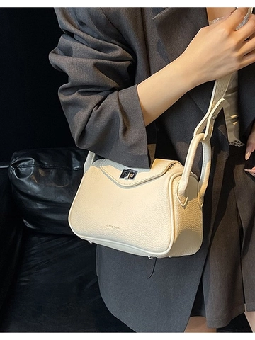 Borsa a Tracolla da Donna alla Moda in Pelle PU con Motivo a Litchi Piccola Borsa a Tracolla Quadrata con Chiusura a Girello in Metallo
