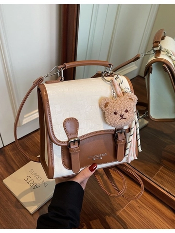 Damen Retro Krokodilmuster PU Leder Umhängetasche Mode Quadratische Handtasche Mehrzweck Rucksack Für Tägliches Reisen Street