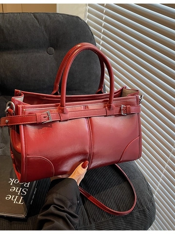 Women Fashion Glossy PU Leather Shoulder Bag Large Capacity Tote Commuter Underarm Bag With Zipper Closure Solid Color Pillow Bag