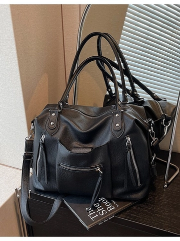 Sac Cabas Vintage en Similicuir Galet Grande Capacité pour Femmes Rétro Multi Poches Sac Bandoulière Sac à Main Épaule