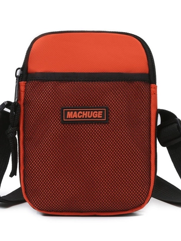 Sac Bandoulière Homme Mini en Nylon Petit Sac à Dos pour Téléphone Avec Poche en Filet Décontracté Extérieur Couleur Unie