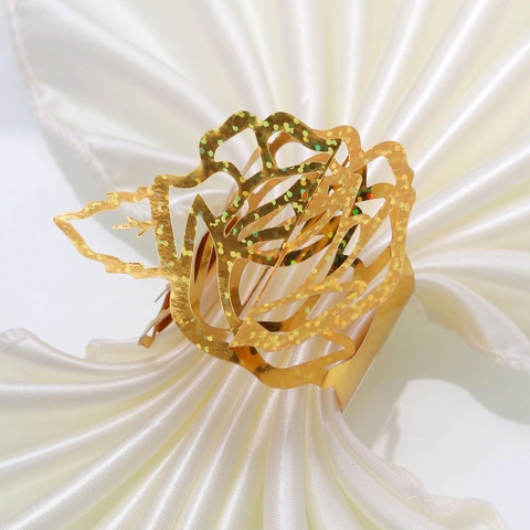Elegante Rose Blume Hohl Papier Serviettenringe Laser Geschnitten Serviettenhalter Für Hochzeit Bankett Valentinstag Abendessen Tisch Dekoration