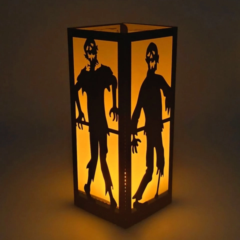 Paralume per Lanterna di Carta Halloween Silhouette di Zombie Nero Taglio Laser Decorativo per Festa Spaventosa Decorazione Casa