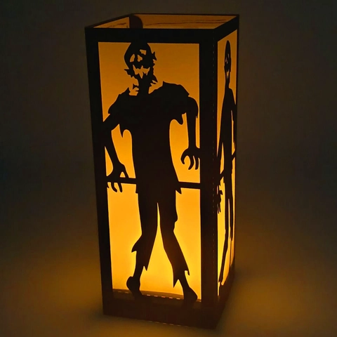 Paralume per Lanterna di Carta Halloween Silhouette di Zombie Nero Taglio Laser Decorativo per Festa Spaventosa Decorazione Casa