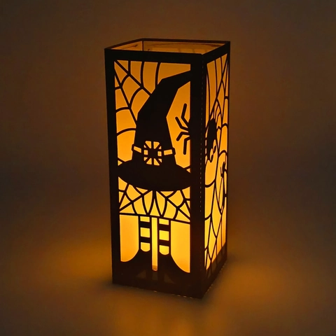 Halloween Fête Abat-jour Noir Toile d'Araignée Découpé au Laser Papier Lanterne Couverture Chapeau Sorcière Araignée Motif Festif Décoration Table Abat-jour Seul Sans Lumière