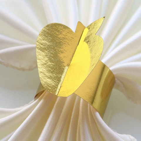 Mirror Apple Shaped Paper Napkin Rings Laser Cut Reflective Cardboard Napkin Holder For Thanksgiving Wedding Banquet Party Table Decor