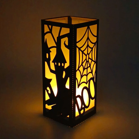 Halloween Hollow Cardboard Lampshade Spider Web Castle Dead Tree Pattern Black Paper Lantern For Party Home Table Decor