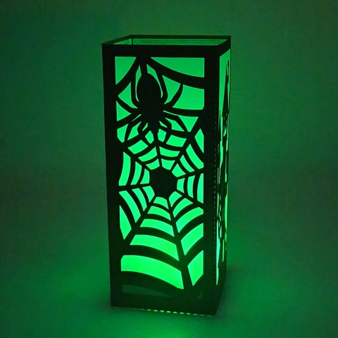 Halloween Hollow Out Paper Lampshade Spooky Castle Spider Web Design Black Cardstock Lantern For Party Table Decoration