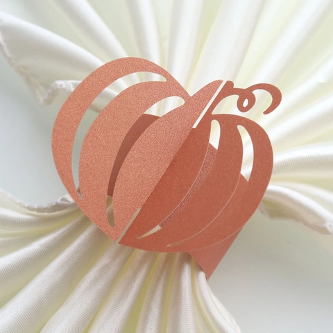Halloween Pumpkin Napkin Rings Laser Cut Paper Buckles For Thanksgiving Holiday Party Table Decor Festive Dinner Decorations