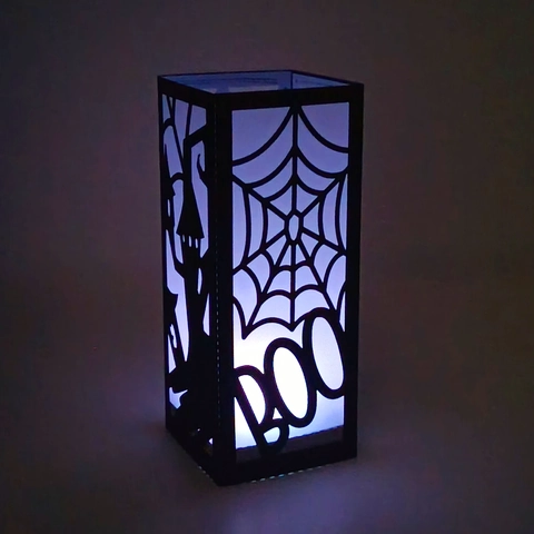 Halloween Hollow Cardboard Lampshade Spider Web Castle Dead Tree Pattern Black Paper Lantern For Party Home Table Decor