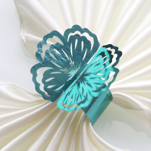 Laser Cut Hollow Butterfly Floral Paper Napkin Rings Pearlescent Reflective Paper Napkin Buckle For Wedding Banquet Party Table Decoration