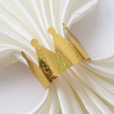 Ronds de Serviette Couronne Brillante en Papier Découpé au Laser pour Mariage Banquet Fête Décoration de Table Accessoires
