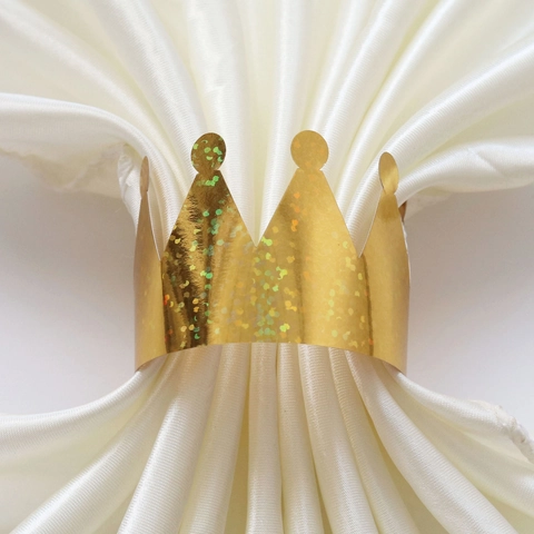 Ronds de Serviette Couronne Brillante en Papier Découpé au Laser pour Mariage Banquet Fête Décoration de Table Accessoires