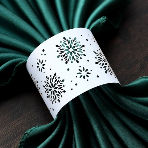 Servilleteros de Papel Perleado Copo de Nieve Corte Láser Decoración de Mesa Elegante para Navidad Boda Fiesta Suministros de Banquete de Hotel