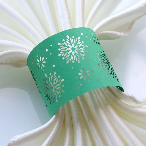 Servilleteros de Papel Perleado Copo de Nieve Corte Láser Decoración de Mesa Elegante para Navidad Boda Fiesta Suministros de Banquete de Hotel