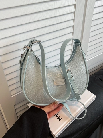 Sac Bandoulière Croissant Tissé pour Femmes Mode PU Cuir Sac Hobo Épaule Avec Sangle Réglable Sac Sous Aisselle Polyvalent
