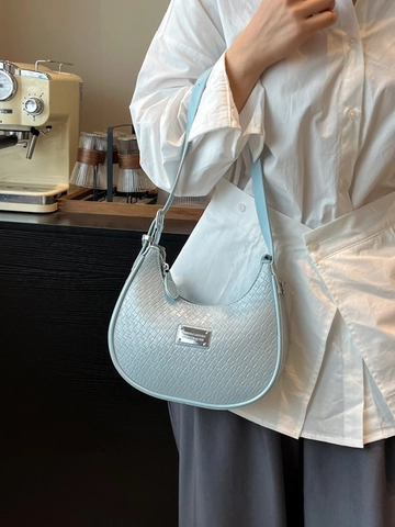 Sac Bandoulière Croissant Tissé pour Femmes Mode PU Cuir Sac Hobo Épaule Avec Sangle Réglable Sac Sous Aisselle Polyvalent