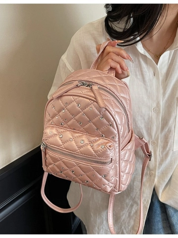 Petit Sac à Dos Femme Mode Mini en Cuir PU Matelassé Avec Strass Scintillants Sac Seau de Voyage Avec Bretelles Réglables