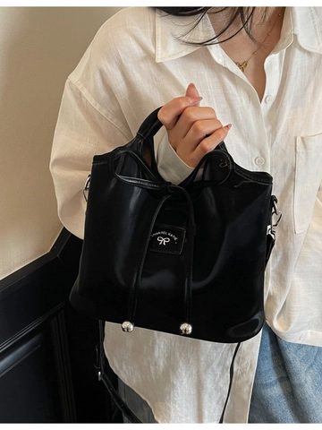 Sac Seau en Cuir PU pour Femmes Doux Nœud Papillon Cordon de Serrage Sac à Main Minimaliste Style Coréen Sac à Bandoulière Pour Le Quotidien