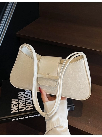 Sac Sous le Bras en Cuir PU Plissé pour Femmes Retro Nœud Papillon Décoratif Sac à Épaule Baguette Sac à Main Grande Capacité