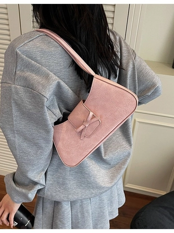 Sac Sous le Bras en Cuir PU Plissé pour Femmes Retro Nœud Papillon Décoratif Sac à Épaule Baguette Sac à Main Grande Capacité