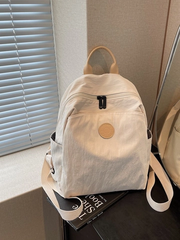 Minimalist Lightweight Canvas Backpack For Women Fashion School Backpack Casual Travel Daypack With Contrast Handle Multi-Pocket