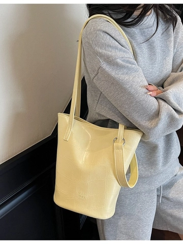 Fashion Crocodile Pattern PU Leather Bucket Bag For Women Niche Style Simple Shoulder Bag Large Capacity Daily Commuting Tote Bag