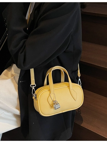 Vintage Luxurious Litchi Pattern PU Leather Shoulder Bag For Women Fashion Boston Pillow Handbag With Silver Lock Pendant