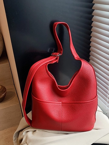Borsa a Secchiello Hobo Donna Vintage Moda Casual in Pelle PU Trama Litchi Borsa a Tracolla per Viaggi Lavoro Quotidiano
