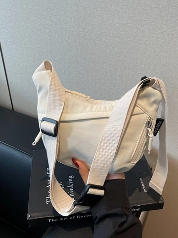 Bolso Bandolera Creciente Casual para Mujer Ligero de Nylon Poliéster Bolso de Hombro Color Sólido para Viajes