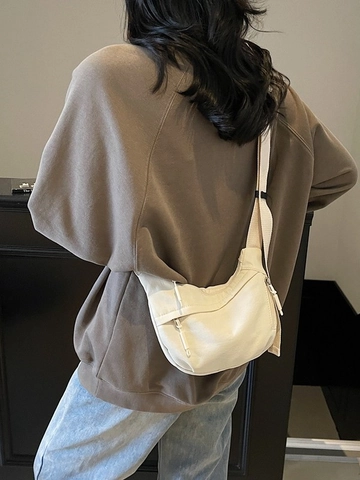 Bolso Bandolera Creciente Casual para Mujer Ligero de Nylon Poliéster Bolso de Hombro Color Sólido para Viajes
